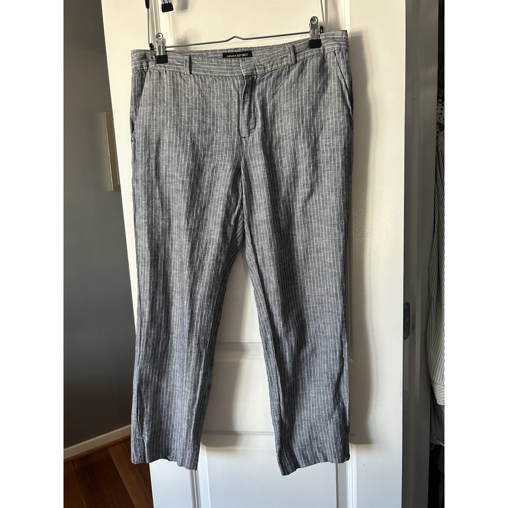 Banana Republic Hampton Pinstripe Linen Blend Pants Womens Size 6